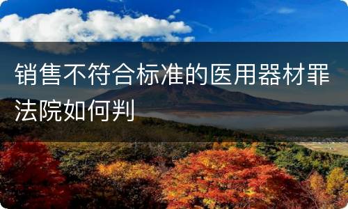 销售不符合标准的医用器材罪法院如何判