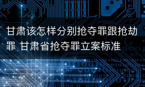 甘肃该怎样分别抢夺罪跟抢劫罪 甘肃省抢夺罪立案标准