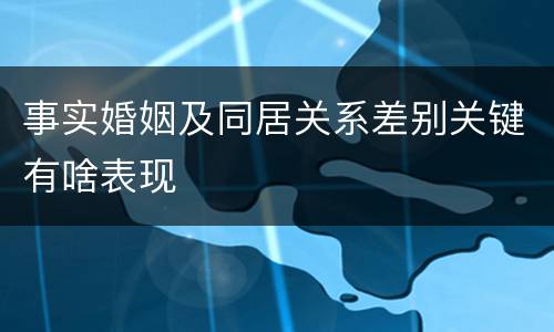 事实婚姻及同居关系差别关键有啥表现