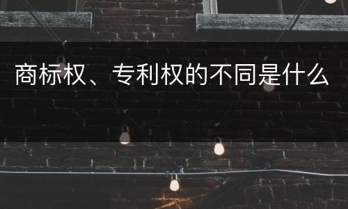 商标权、专利权的不同是什么