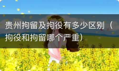 贵州拘留及拘役有多少区别（拘役和拘留哪个严重）