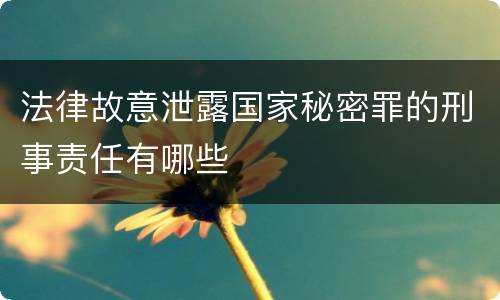 法律故意泄露国家秘密罪的刑事责任有哪些