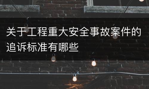 关于工程重大安全事故案件的追诉标准有哪些