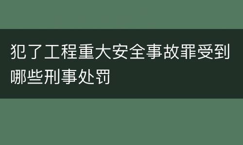 犯了工程重大安全事故罪受到哪些刑事处罚