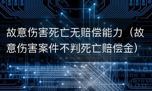 故意伤害死亡无赔偿能力（故意伤害案件不判死亡赔偿金）