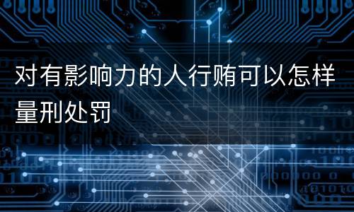 对有影响力的人行贿可以怎样量刑处罚