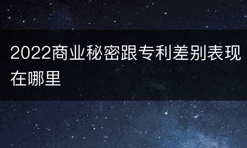 2022商业秘密跟专利差别表现在哪里