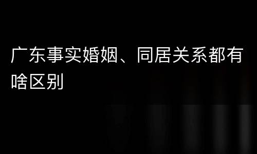 广东事实婚姻、同居关系都有啥区别