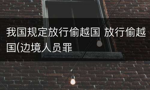 我国规定放行偷越国 放行偷越国(边境人员罪