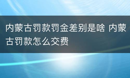 内蒙古罚款罚金差别是啥 内蒙古罚款怎么交费