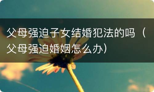 父母强迫子女结婚犯法的吗（父母强迫婚姻怎么办）