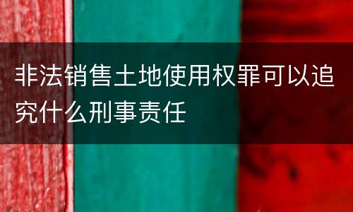 非法销售土地使用权罪可以追究什么刑事责任