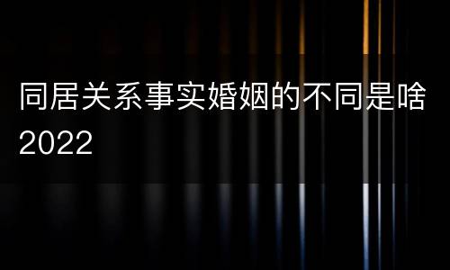 同居关系事实婚姻的不同是啥2022