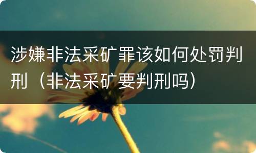 涉嫌非法采矿罪该如何处罚判刑（非法采矿要判刑吗）