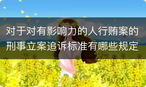 对于对有影响力的人行贿案的刑事立案追诉标准有哪些规定