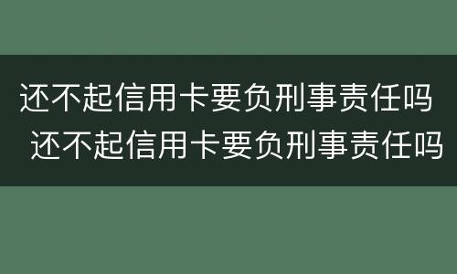 还不起信用卡要负刑事责任吗 还不起信用卡要负刑事责任吗知乎