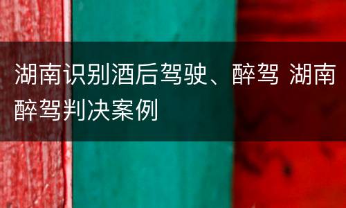 湖南识别酒后驾驶、醉驾 湖南醉驾判决案例