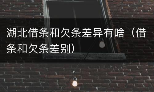 湖北借条和欠条差异有啥（借条和欠条差别）