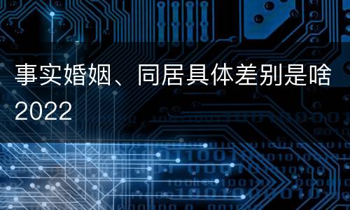 事实婚姻、同居具体差别是啥2022