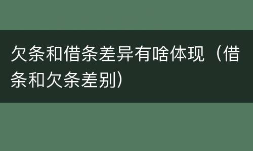 欠条和借条差异有啥体现（借条和欠条差别）