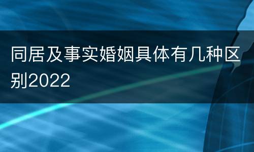 同居及事实婚姻具体有几种区别2022