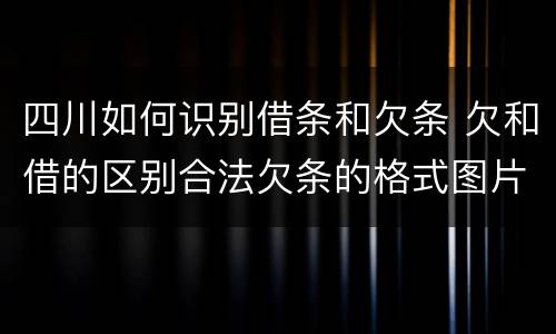 四川如何识别借条和欠条 欠和借的区别合法欠条的格式图片