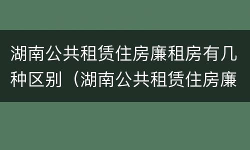 湖南公共租赁住房廉租房有几种区别（湖南公共租赁住房廉租房有几种区别）
