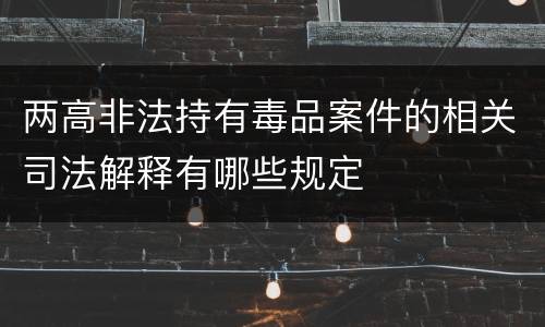 两高非法持有毒品案件的相关司法解释有哪些规定