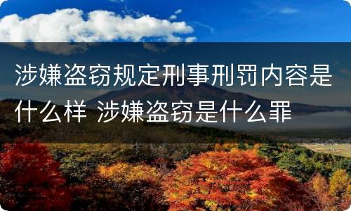 涉嫌盗窃规定刑事刑罚内容是什么样 涉嫌盗窃是什么罪