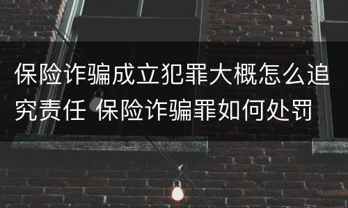 保险诈骗成立犯罪大概怎么追究责任 保险诈骗罪如何处罚