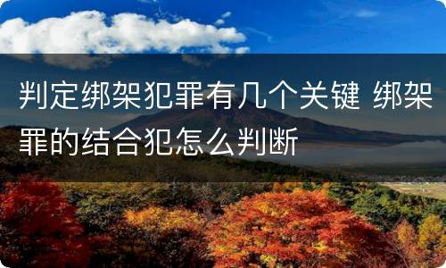 判定绑架犯罪有几个关键 绑架罪的结合犯怎么判断
