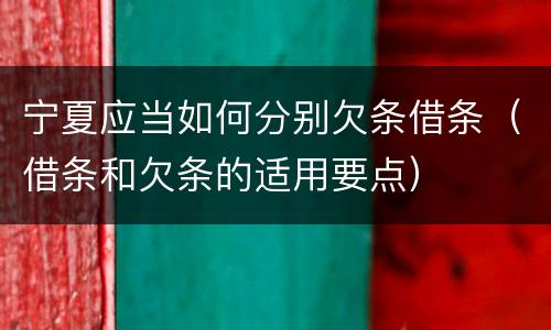 宁夏应当如何分别欠条借条（借条和欠条的适用要点）