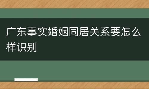 广东事实婚姻同居关系要怎么样识别