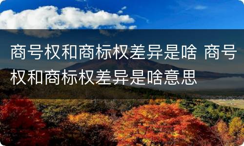 商号权和商标权差异是啥 商号权和商标权差异是啥意思