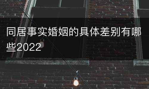 同居事实婚姻的具体差别有哪些2022