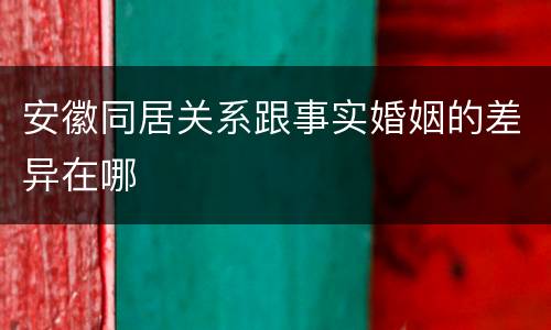 安徽同居关系跟事实婚姻的差异在哪