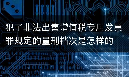 犯了非法出售增值税专用发票罪规定的量刑档次是怎样的