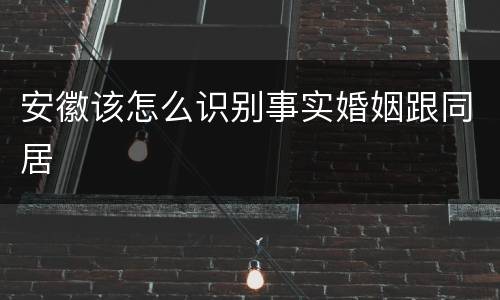 安徽该怎么识别事实婚姻跟同居