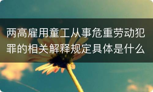 两高雇用童工从事危重劳动犯罪的相关解释规定具体是什么