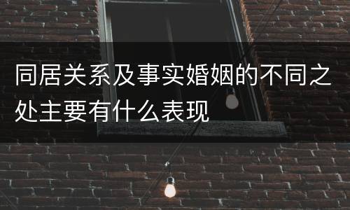 同居关系及事实婚姻的不同之处主要有什么表现