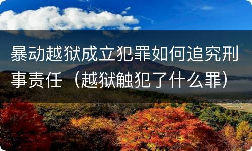 暴动越狱成立犯罪如何追究刑事责任（越狱触犯了什么罪）