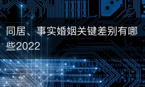 同居、事实婚姻关键差别有哪些2022
