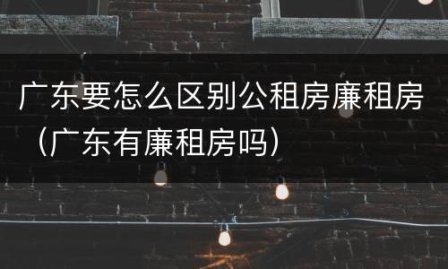 广东要怎么区别公租房廉租房（广东有廉租房吗）