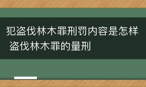 犯盗伐林木罪刑罚内容是怎样 盗伐林木罪的量刑