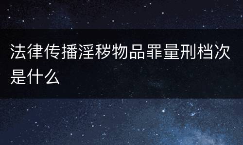 法律传播淫秽物品罪量刑档次是什么