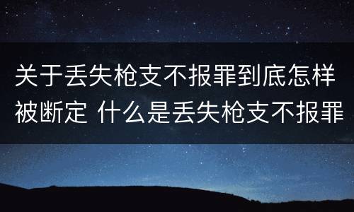 关于丢失枪支不报罪到底怎样被断定 什么是丢失枪支不报罪