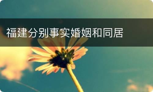 福建分别事实婚姻和同居