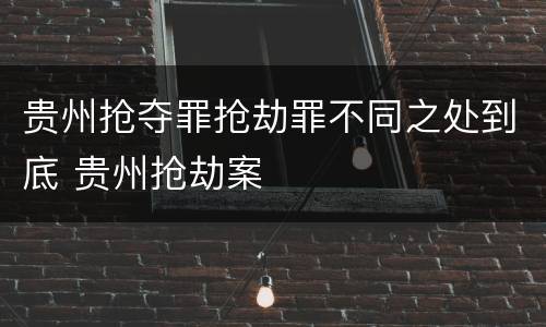 贵州抢夺罪抢劫罪不同之处到底 贵州抢劫案