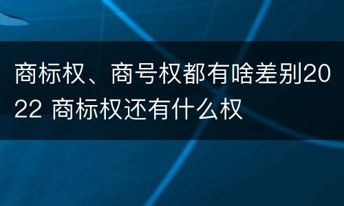商标权、商号权都有啥差别2022 商标权还有什么权