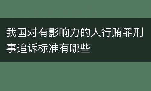 我国对有影响力的人行贿罪刑事追诉标准有哪些